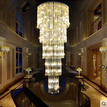 Villa LED crystal chandelier pendant lamp double staircase long luxurious living room chandelier lighting fixture led lamps 2024 - buy cheap