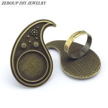 ZEROUP-anillo de ajuste de 18mm y 5 anillos, Base de vidrio redondo ajustable, chapado en cobre y Bronce Antiguo, suministros para joyería F109 2024 - compra barato