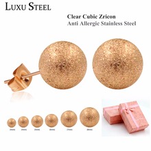 LUXUSTEEL 6 Pairs/Box Earrings Sets Stainless Steel Mixed Size Frosted Gold/Rose Gold/Steel Color Stud Earrings For Women/Girl 2024 - buy cheap