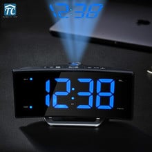 Mirror LED Digital Electronic Watch Desktop Projector Alarm Clock Mirror Luminous Double Ring FM Radio Mobile Phone Charging 2024 - buy cheap