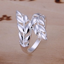 Leading fashion personality simple and elegant Fashion silver leaf ring silver color classic models R119 2024 - buy cheap