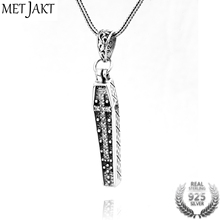 MetJakt-Colgante de ataúd de Plata de Ley 925 con esqueleto para hombre, collar Punk gótico, colgante de cruz y cadena de serpiente 2024 - compra barato