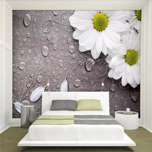 Papel tapiz personalizado retro, gotas de agua blancas, flores, sofá, sala de estar, Fondo de TV, arte familiar de pared, material impermeable de alta calidad 2024 - compra barato