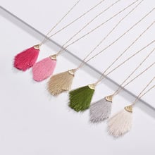 Bohemia Cotton Tassel Long Chain Pendant Necklaces Silk Tassel Pendant Sweater Necklaces for Women 2024 - buy cheap