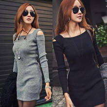 2018 Fashion Autumn Winter Women Sweater Knitted Dresses Long Sleeve Bodycon Stretch Ladies Solid Casual Party Dress Vestidos 2024 - buy cheap