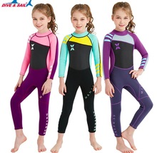 Roupa de mergulho infantil de neoprene 2.5mm, conjunto de moletom para meninos e meninas, mantém o calor de uma peça, manga comprida, proteção uv 2024 - compre barato