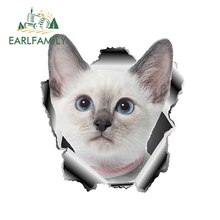 EARLFAMILY 13cm x 11.7cm 3D White Cat Vinyl Sticker Torn Metal Decal Animal Car Stickers Window Bumper Decor Pet Cat Car Styling 2024 - buy cheap