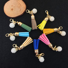 10pcs/lot many colors mixed Suede Tassel For Keychain Leather Tassels Gold Caps Straps DIY jewelry making Charms pendants 2024 - buy cheap