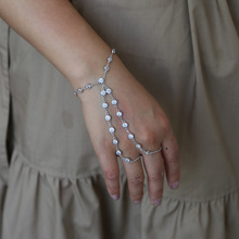 Pulseira de dedo feminina com múltiplos pingentes, corrente de cristal cz escravo, bracelete de dedos para mulheres, corrente ajustável, jóias statement 2024 - compre barato