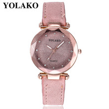 YOLAKO Women's Watches Fashion Faux Leather Analog Pink & Black Quartz Wrist Watch Women Female hours clock relogio feminino #D 2024 - buy cheap