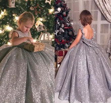 Sliver Sequins Ball Gown New Flower Girls Dresses for Wedding Birthday Party Gown Photoshoot 2024 - buy cheap