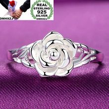 OMHXZJ Wholesale European Fashion Woman Girl Party Wedding Gift Silver Rose S925 Sterling Silver Ring RR289 2024 - buy cheap