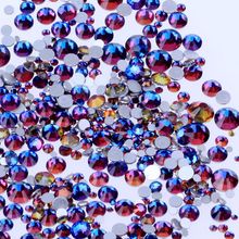 Strass de cristal para unhas, colagem sem adesivo azul de arco-íris para decoração de arte com strass e costas lisas, faça você mesmo, roupas de artesanato 2024 - compre barato