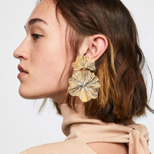 New Trendy Statement Leaf Earrings For Women Vintage Gold Drop Earrings Fashion za Jewelry Accessories 2024 - buy cheap