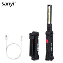 Linterna de mano plegable y Flexible, lámpara de trabajo, COB, LED, batería integrada, puerto de carga USB 2024 - compra barato