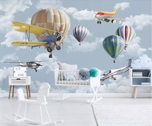 Papel de parede beibehang para crianças, desenho animado à mão, avião, balão, plano de fundo, jardim de infância, decoração 3d 2024 - compre barato