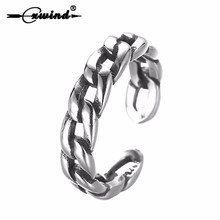 Cxwind, винтажное кубинское кольцо с цепочкой, ретро цвет, регулируемое массивное кольцо, звено для мужчин, байкер, панк, anillos mujer, ювелирное изделие 2024 - купить недорого