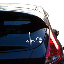 Cardiogram Of Love Dog Paw Print Funny Car Stickers Auto Tank Reflective Vinyl Car Accessories Creative Black/White Decal 2024 - buy cheap