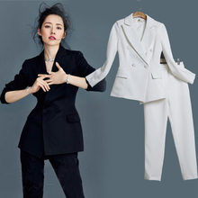 Women's suit new solid color double-breasted suit collar Slim small suit suit female fashion temperamentOLprofessional two-piece 2024 - buy cheap