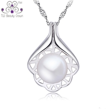 1 Pc 2017 New 925 Sterling Silver White Natural Big Freshwater Pearl Pendant Necklaces For Women Female Jewelry Valentine Gifts 2024 - buy cheap