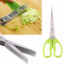 Multi-functional Stainless Steel Kitchen Knives 5 Layers Scissors Sushi Shredded Scallion Cut Herb Spices Scissors Cooking Tools 2024 - buy cheap