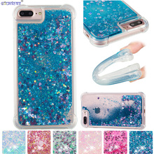 Bling Glitter Cover For Apple iPhone 7 8 Plus Soft Silicone Bumper Case 7P 8P Cute Dynamic Liquid Quicksand Fitted Phone Cases 2024 - buy cheap