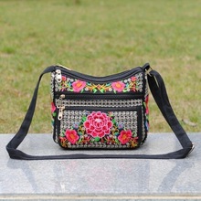 Fashion National Embroidery Shopping Small bags!Nice Floral Embroidered Women Shoulder&Crossbody bags All-match Canvas Handbags 2024 - buy cheap