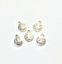 Eruifa-collar de aleación de Zinc pulido con cara sonriente, joyería hecha a mano, pendiente, pulsera, 30 Uds., 10mm 2024 - compra barato