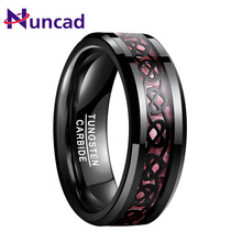 NUNCAD Plating Black Tungsten Steel Ring Wedding bands black Heart Pattern Pink Carbon Fiber Ring For Men Size 7-12 jewelry gift 2024 - buy cheap