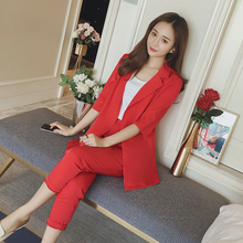spring Small suit jacket + pants two-piece women's casual fashion temperament long section suit suit female summer thin autumn 2024 - buy cheap