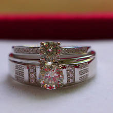 Vintage Couple Rings Valentine Gift Test Positive Moissanites Wedding Rings for Lovers Real 14K 585 White Gold Best Gift 2024 - buy cheap