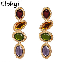 ELOHYI New 2018 Geometric Pendant Long Multi Crystal  Earrings Women Trendy Earrings Wedding Party Jewelry Christmas Gift 2024 - buy cheap