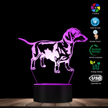 Salchicha perro salchicha 3D ilusión óptica Wiener-perro mascota cachorro brillante LED lámpara de mesa chico decoración de la habitación luz de noche 2024 - compra barato