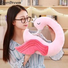 35X32cm Soft Stuffed PP Cotton Plush Dolls Flamingo Toys Cute Cushions Bird U-shaped Sleeping Pillows Children Brinquedos 2024 - buy cheap