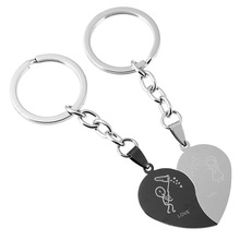 Stainless Steel Keychain Vintage Cute Lovers Heart Shaped Combination Couple Keychains Business Men Best Party gift Jewelry 2097 2024 - buy cheap