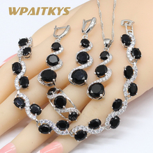 Black White Silver Color Jewelry Sets For Women Bracelet Long Earrings Necklace Pendant Rings Free Gift Box 2024 - buy cheap