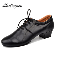 Ladingwu Latin Dance Shoes Men's 100% Genuine Leather Ballroom Dancing Shoes Men Soft Bottom Social Party Shoes Low Heel 4.5cm 2022 - buy cheap