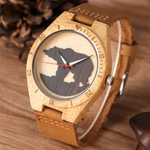 Creative 3D Polar Bear Silhouette Design Wood Watch for Men Women Cool Genuine Leather Wristwatch Quartz Timepiece New Man Clock 2024 - buy cheap