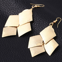 Elegant Gold Color Silver Long Tassel Earrings Geometry Square Drop Earrings Women Big Dangle Charm Statement Eardrop Jewelry 2024 - buy cheap