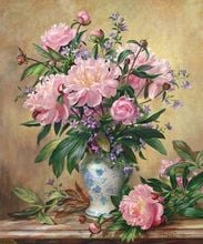 New Needlework,Pink Peony in Vase Cross stitch,14CT Unprinted Embroidery Flower kits Arts Cross-Stitching,DIY Handmade Decor 2024 - buy cheap