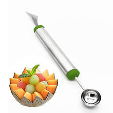 2-в-1 нож для резьбы в виде фруктового шара с двумя головками, киви, фрукты, водный, лимон, совок, дыня, копатка для фруктов, пюре, картофеля, ложка для мороженого 2024 - купить недорого