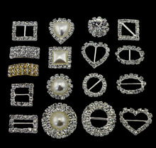 100 Uds grado A Diamante cristal cuadrado/HeartRound/perla Diamante Rhinestone hebilla cinta para invitación Slider decoración de la boda 2024 - compra barato