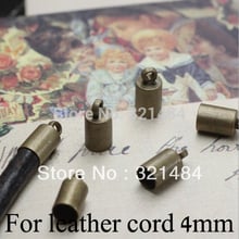 FREE SHIP 1000pc Vintage Jewelry Findings Antique brass/bronze crimp tips cord end caps for leather cord 4mm 2024 - buy cheap