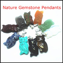 3 pcs nature gem stone pendants blue stone red stone gem stone aventurine malachite owl shapes size 20x40mm 2024 - buy cheap