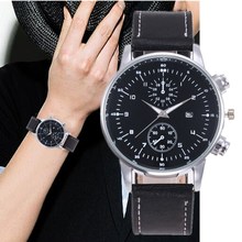 Mens Watches Top Brand Luxury Quartz Calendar Watch Men Casual Leather Military Sport Wrist Watch Relogio Masculino reloj mujer 2024 - buy cheap