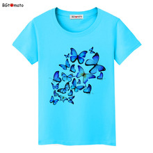 BGtomato A группа синих футболок с бабочками женская красивая летняя крутая одежда горячая Распродажа хорошее качество повседневные футболки брендовые Топы 2024 - купить недорого