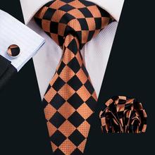 FA-1563 2018 New Fashion Mens Tie Plaids Silk Jacquard Woven Gravata Necktie Hanky Cufflinks Set For Business Wedding Party 2024 - buy cheap