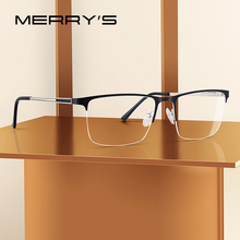 MERRY'S Men Titanium Glasses Frame Ultralight Square Eye Myopia Prescription Eyeglasses Male Half Optical Frame S2014 2024 - buy cheap