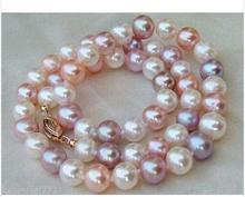 AAA 8-9 MM blanco rosa púrpura collar Multicolor de perlas 18 "amarillo" cierre de 36" 2024 - compra barato