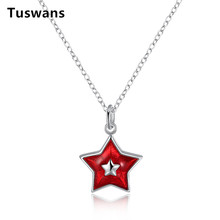 Christmas Red Enamel Star Pendant Necklace for Women Girl Silver Color Short 45cm Chain Choker Cute Star Jewelry Beauty Gifts 2024 - buy cheap